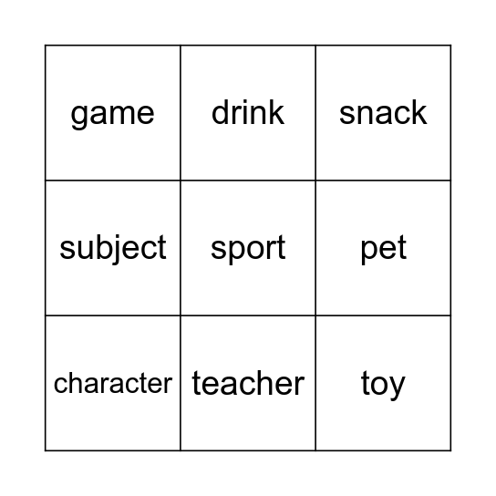 Which ___ do you like best? Bingo Card
