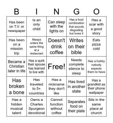 CG POTLUCK BINGO Card
