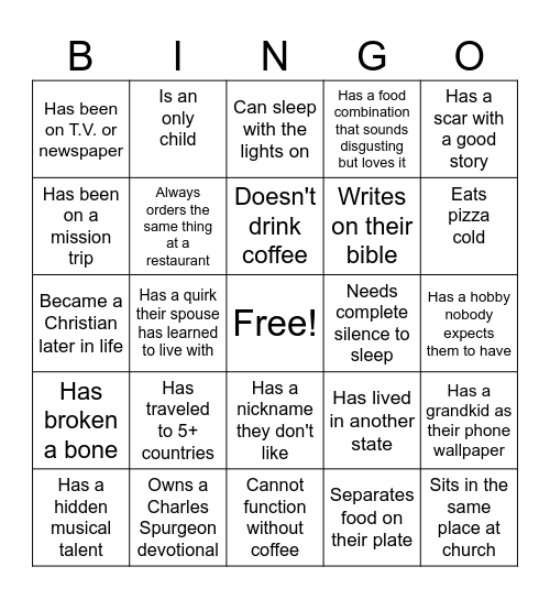 CG POTLUCK BINGO Card