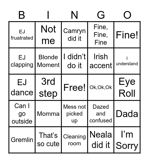The Girls Bingo Card