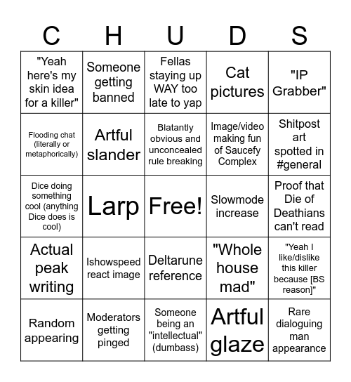 Saucefy Complex Bingo Card