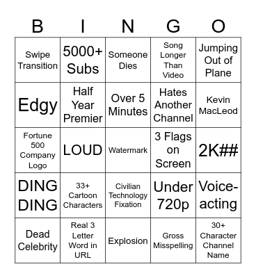 My New Bingo Card