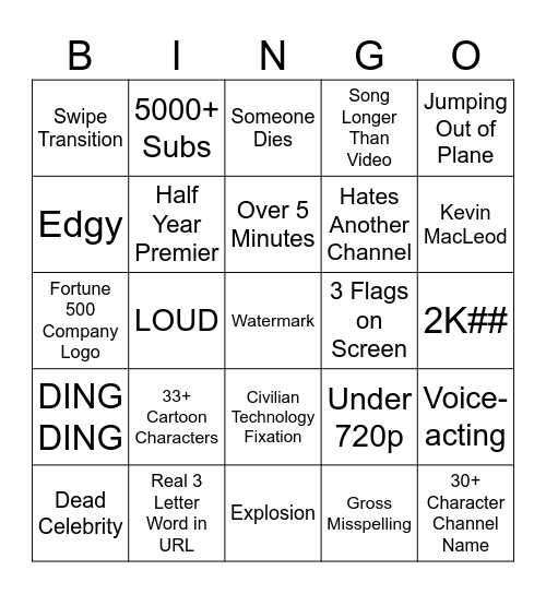 My New Bingo Card