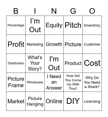 Shark Tank: Hang Hero Bingo Card
