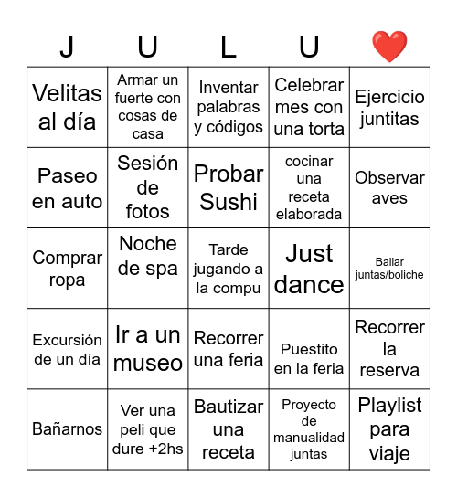 Primer Bingo Julu 2026 Bingo Card