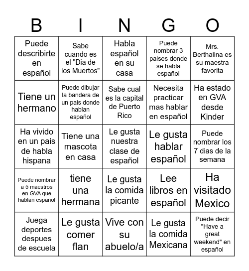 Encuentra a Alguien Que.... Bingo Card