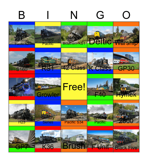 The Western Pacific Railroad Museum and other Evening Trains that I can ride with PWP besides the Niabi Zoo one day Bingo Card
