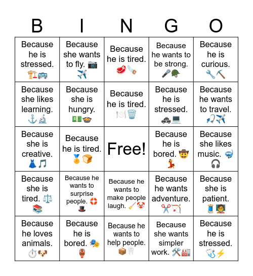 B10 L18 Because she wants to explore. 🎨🚀 Bingo Card