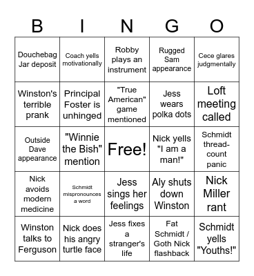 New Girl Bingo Card