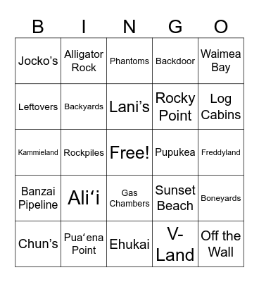 NORTH SHORE BINGO Card