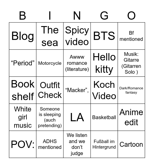 Leticia FY Bingo Card