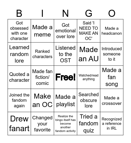 Undertale fun activities! Bingo Card