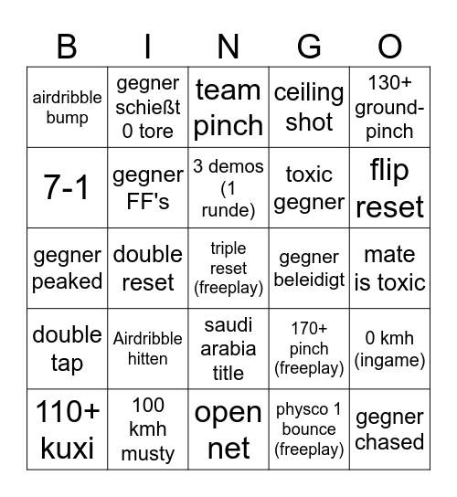 Rocketleague bingooooo Bingo Card