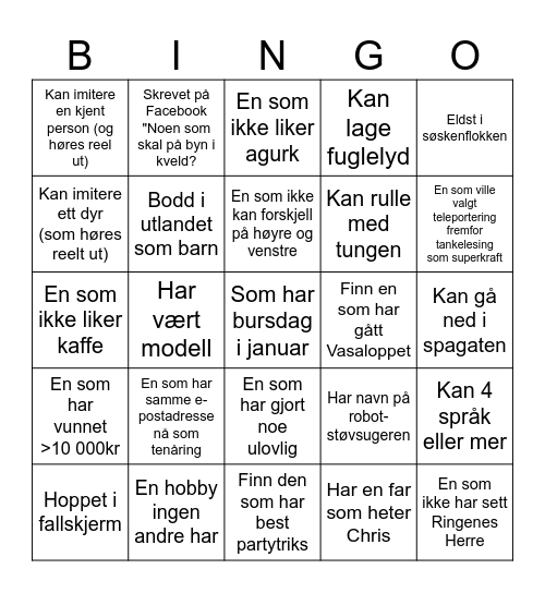 SuperBingo Card