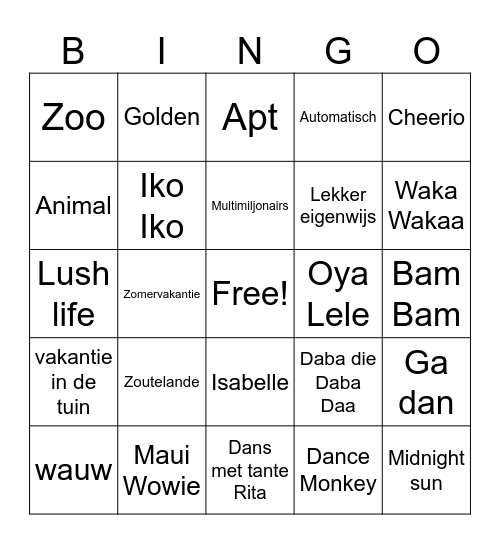 Kaboom Bingo 2 Bingo Card