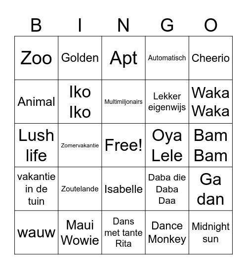 Kaboom Bingo 2 Bingo Card