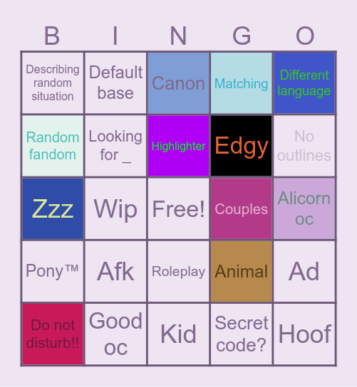 Ponytown Bingo Card