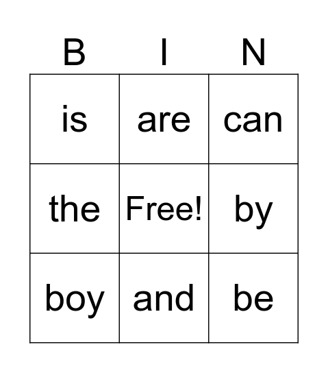 sight word bingo grade 1 Bingo Card