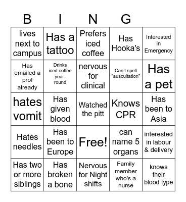 NUS Bingo Card