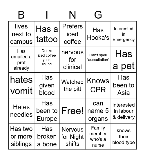 NUS Bingo Card