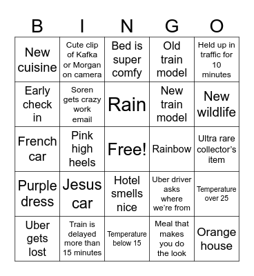 Ottawa London Bingo Card