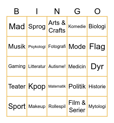 Interesse Bingo per Linnea Bingo Card