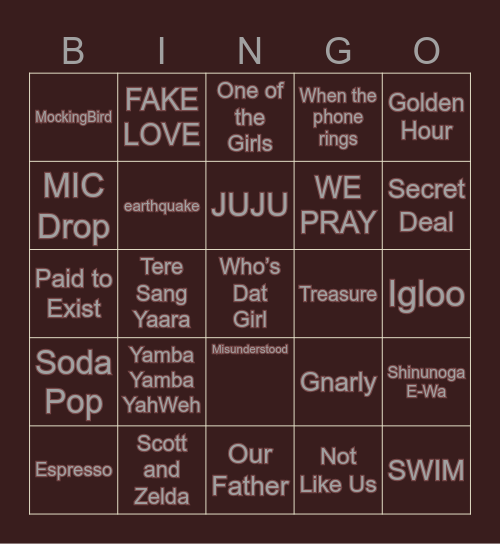BEELZEBUB Bingo Card