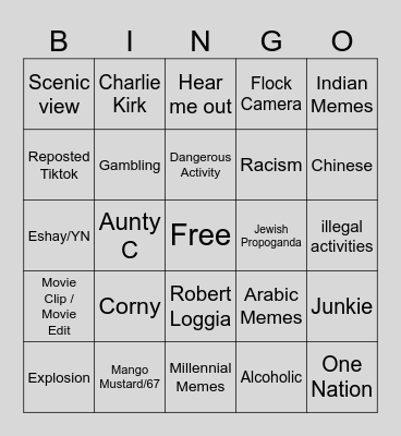 Insta Reels Bingo Card