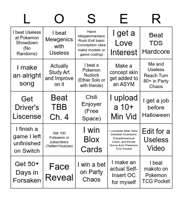 GamerLoser's Midway 2026 Bingo Card