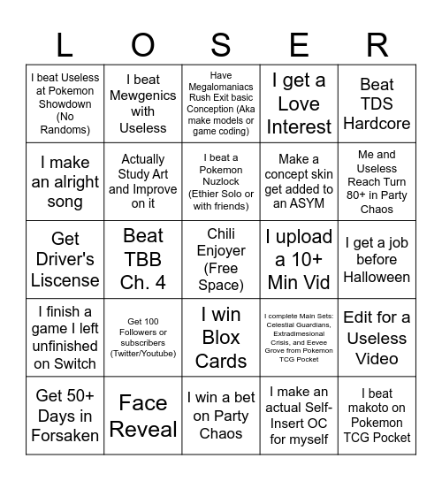 GamerLoser's Midway 2026 Bingo Card