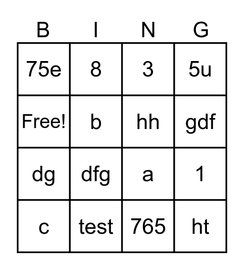 Untitled Bingo Card