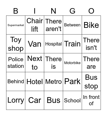 Unit 5: Around town Bingo Card