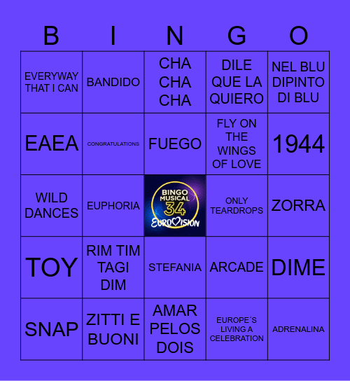 BINGO EUROVISIÓN Bingo Card