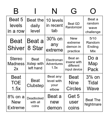 GD Bingo Card