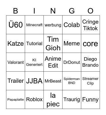 TikTok Bingo Card