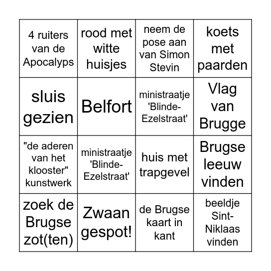 BRUGGE Bingo Card