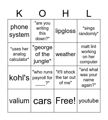 sherry bingo! Bingo Card