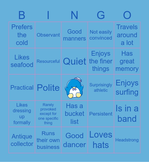 TAOHK&I Kinnies - Tuxedosam Bingo Card