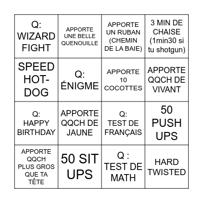 Le BINGO de la GARNOTTE Bingo Card