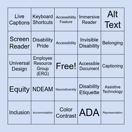 ADAPT NDEAM Bingo Card