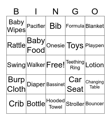 Baby Bing Bingo Card