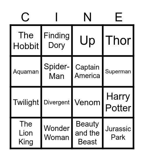 MOVIES Bingo Card