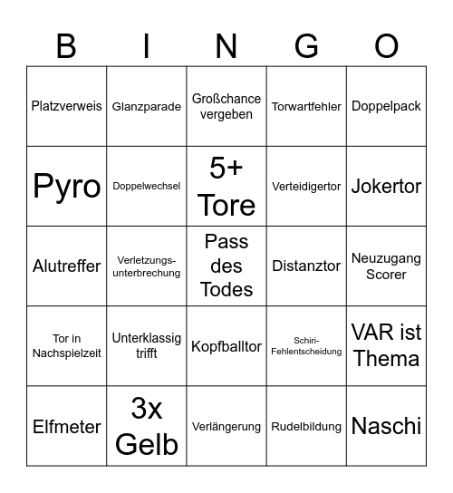 DFB-Pokal 1. Runde Bingo Card