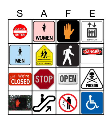Safety Signs Bingo Card