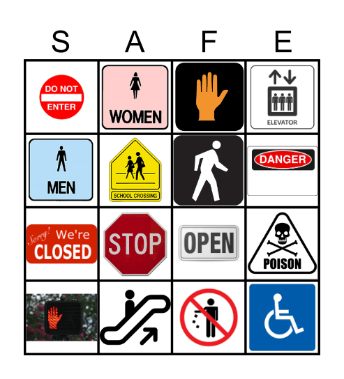 Safety Signs Bingo Card