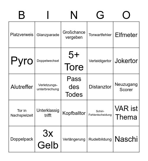 DFB-Pokal 1. Runde Bingo Card