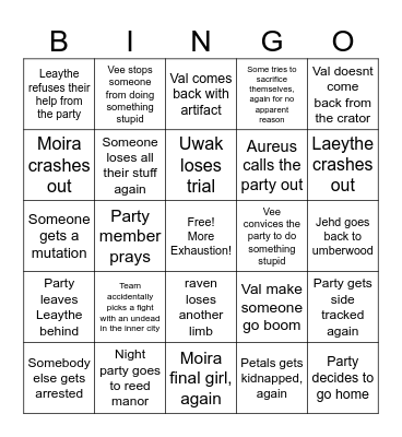 Si Val, Si Val, Lagi na lang si Val Bingo Card