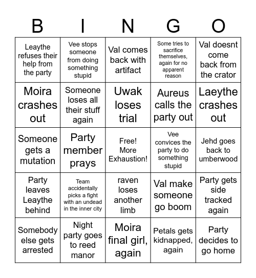 Si Val, Si Val, Lagi na lang si Val Bingo Card