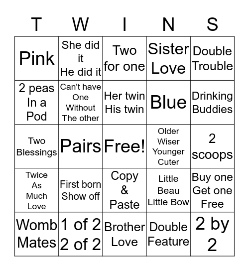 TWINS Bingo Card