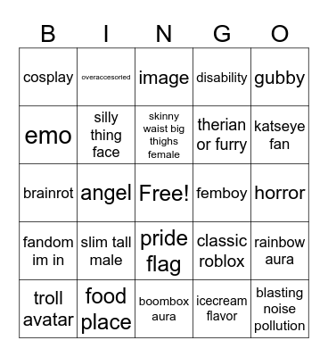 catalog avatar creator Bingo Card